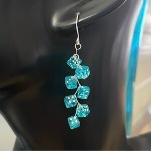 2/$29 Handmade Mini Blue Dice Dangle Earring Acrylic Bachelorette Vegas Fun